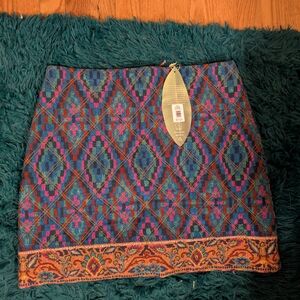 Boho Multicolor Embroidered Mini Skirt